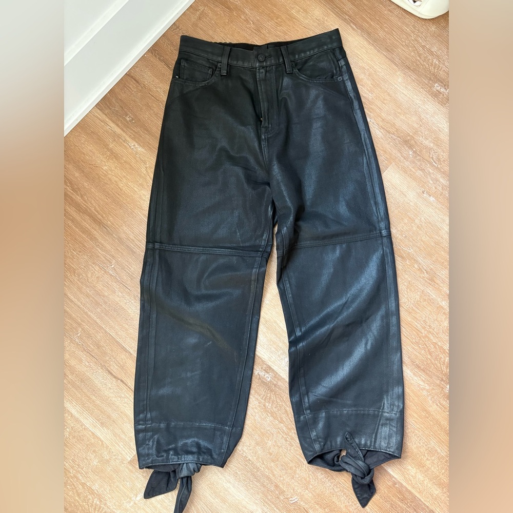 7 For All Mankind Black Leather Detail